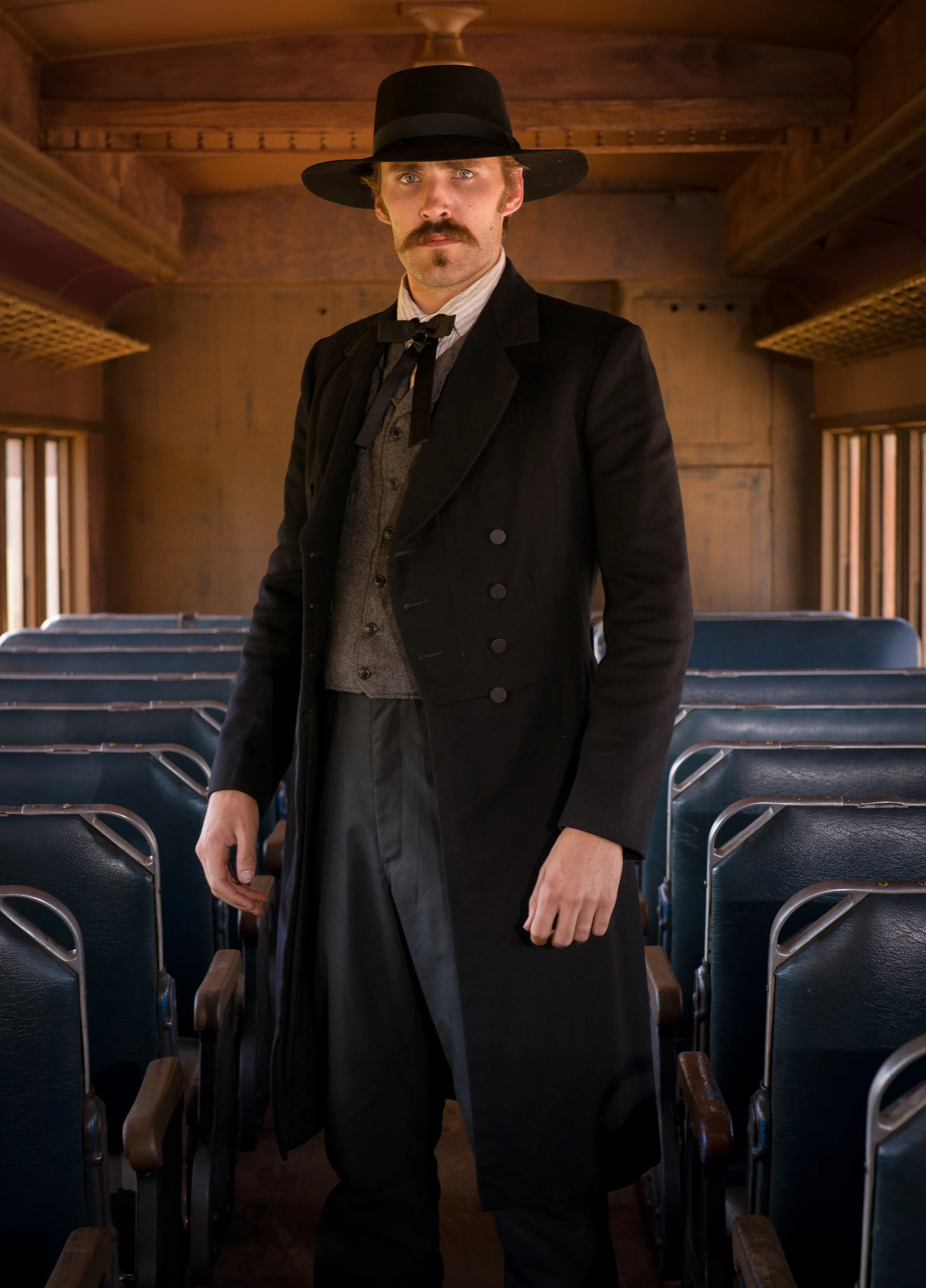 Wyatt Earp played by Jonathan C. Stewart on the set of The American West in Soldier Hollow, Utah.