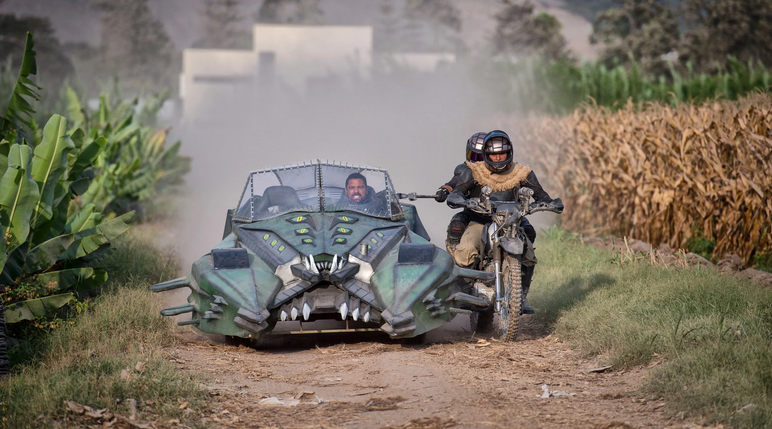 Frankenstein (Manu Bennett) fights the rebels in Death Race 2050.