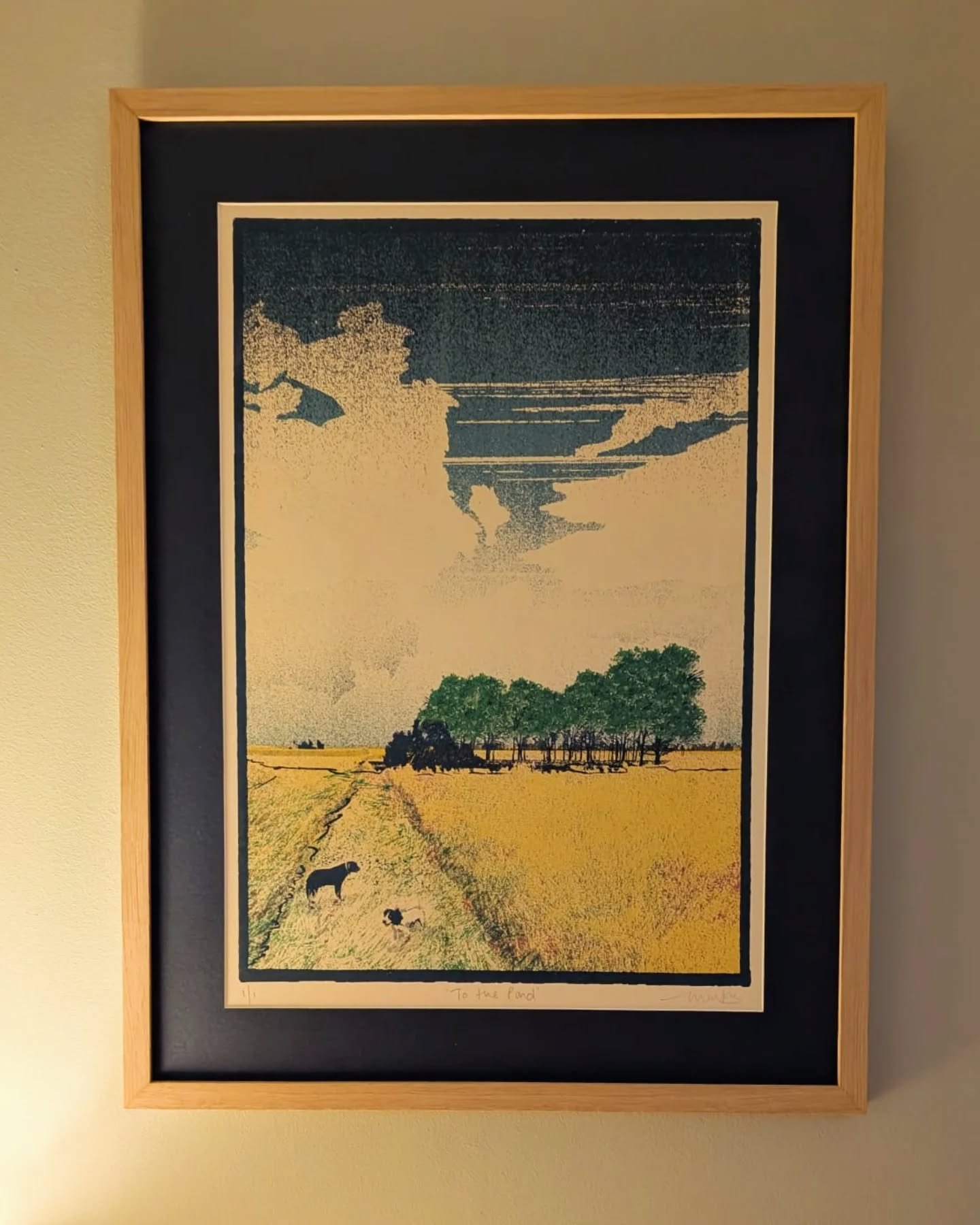 Our lovely new piece by the super talented @jonmackay73 featuring our dogs on one of their favourite walks near home. The perfect 50th birthday present for @leonietattersall

I thoroughly recommend having a look at some his other work.

#printmaker
#