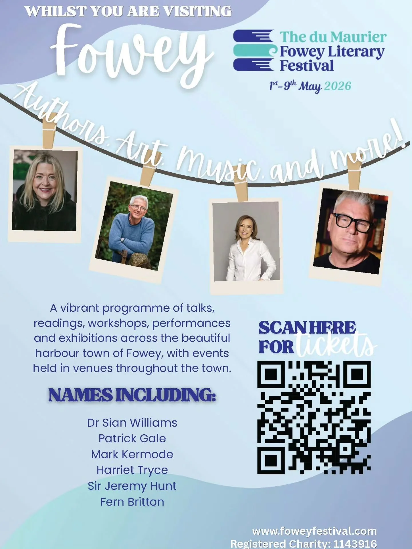 Fantastic line up inbound for Fowey Literary Festival in May!

#foweyharbour
#foweyfestival 
#lanticfowey