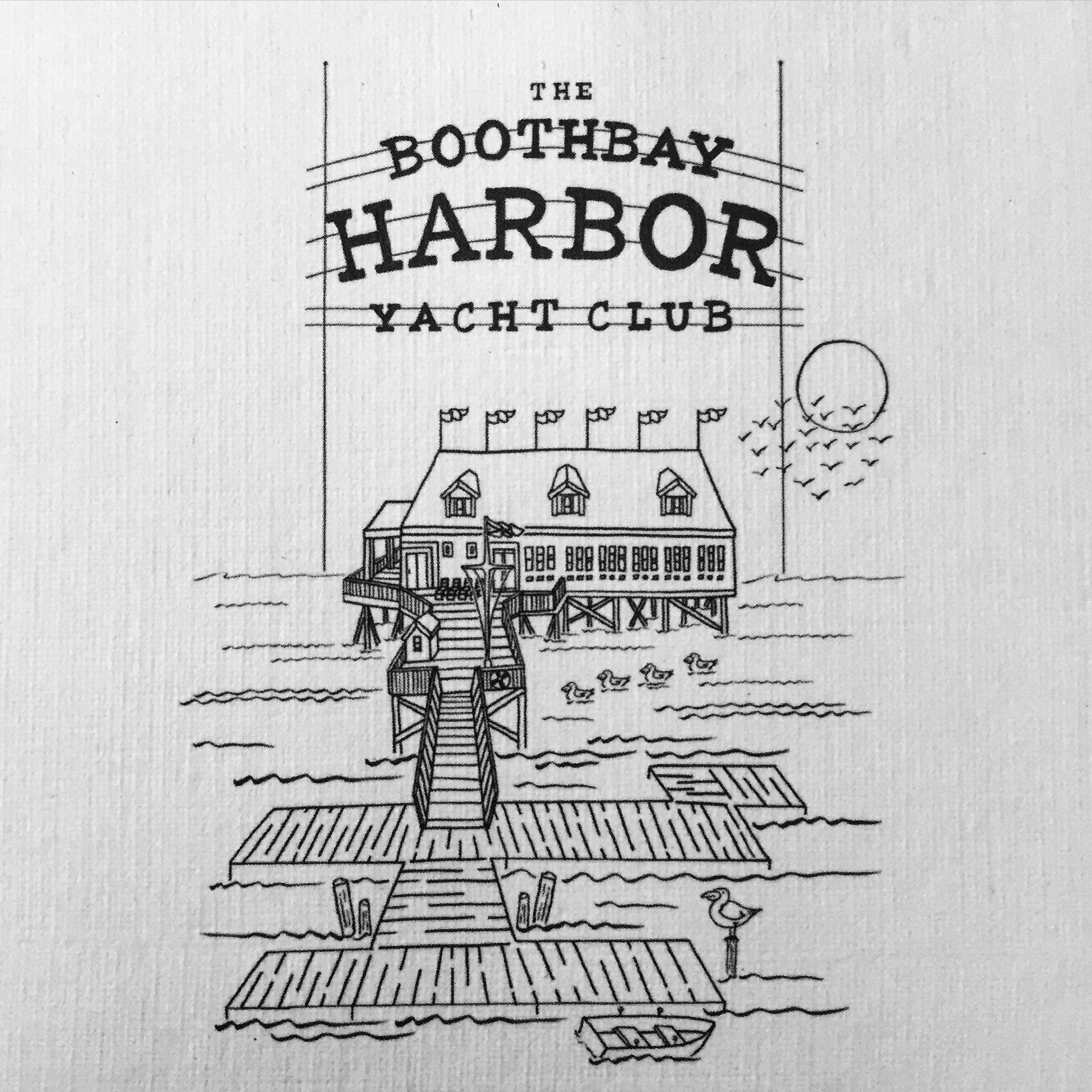 The Boothbay Harbor Yacht Club, drawn from multiple photographs.