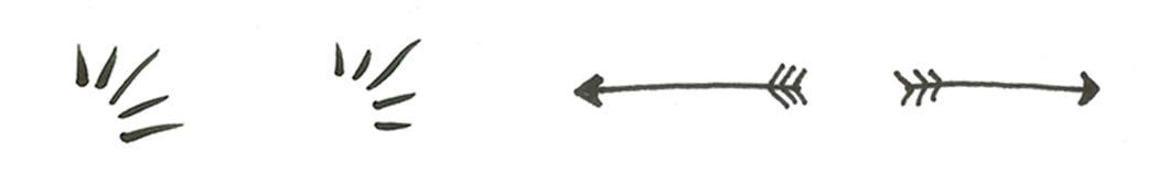 A set of glyphs I drew for the invitations, including highlights and arrows.