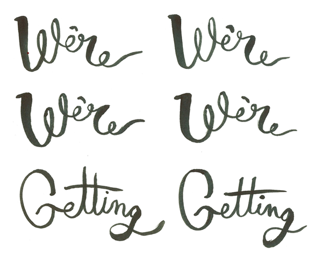 Scripts from my sketchbook for the save-the-date card.