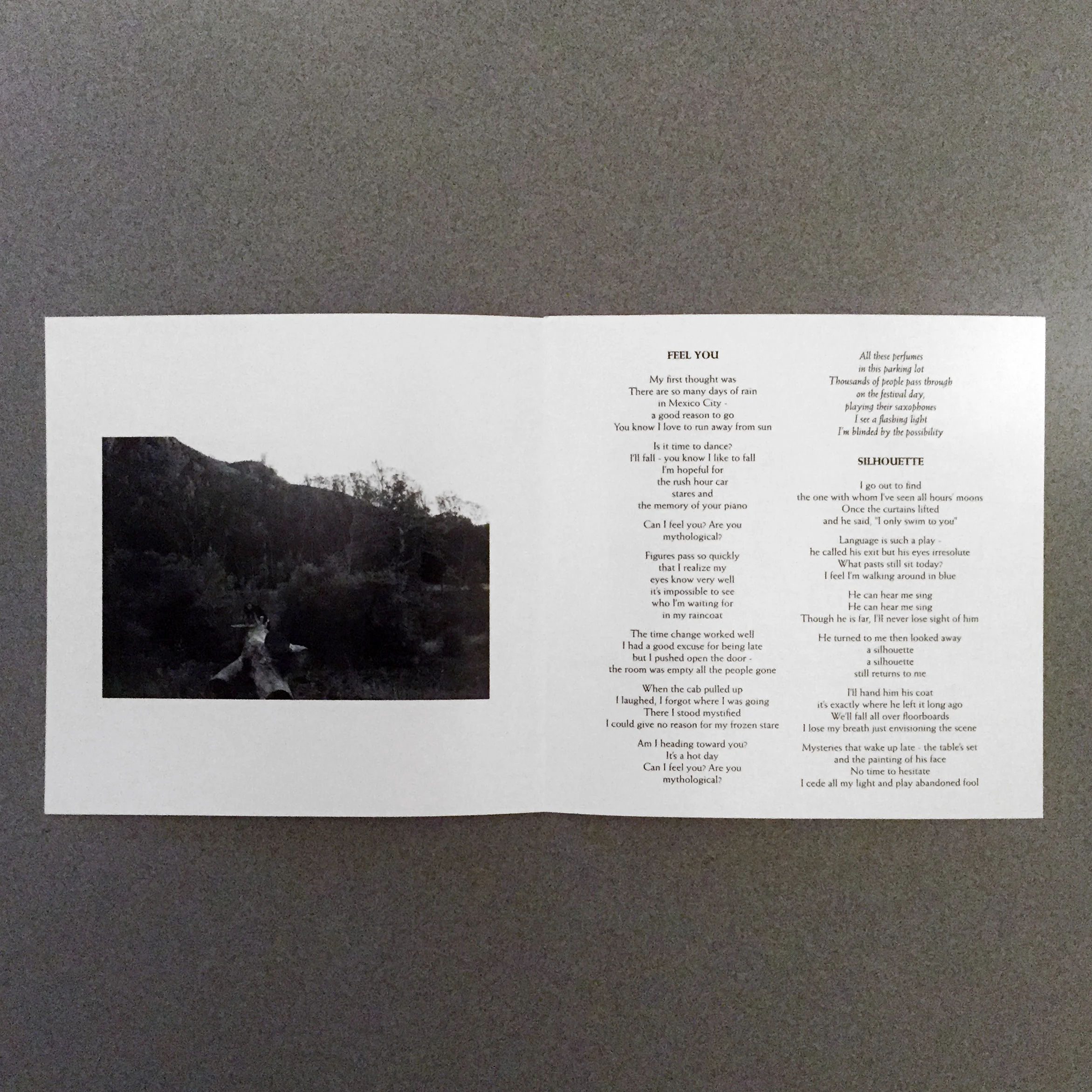 The reverse side of the quadfold liner notes, including the outside-left and inside-left flaps.