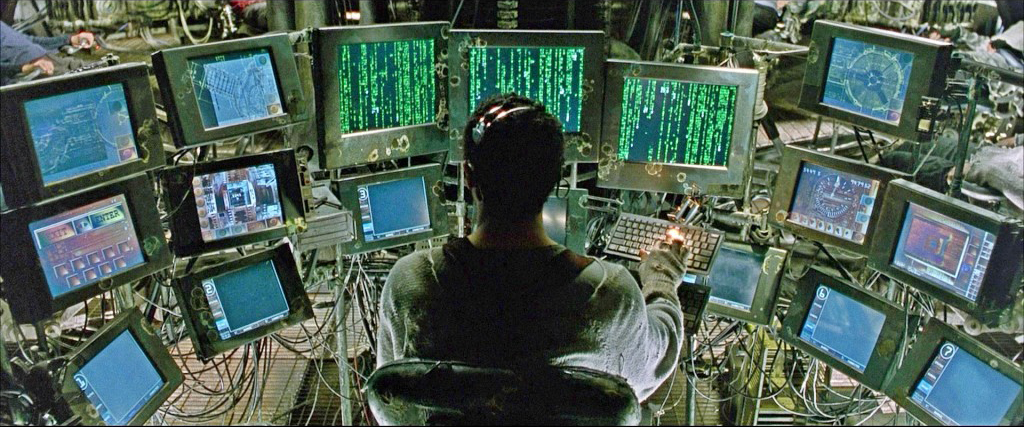 The setup of multiple iPad screens behind the counter at Jack’s evokes this scene from “The Matrix.”