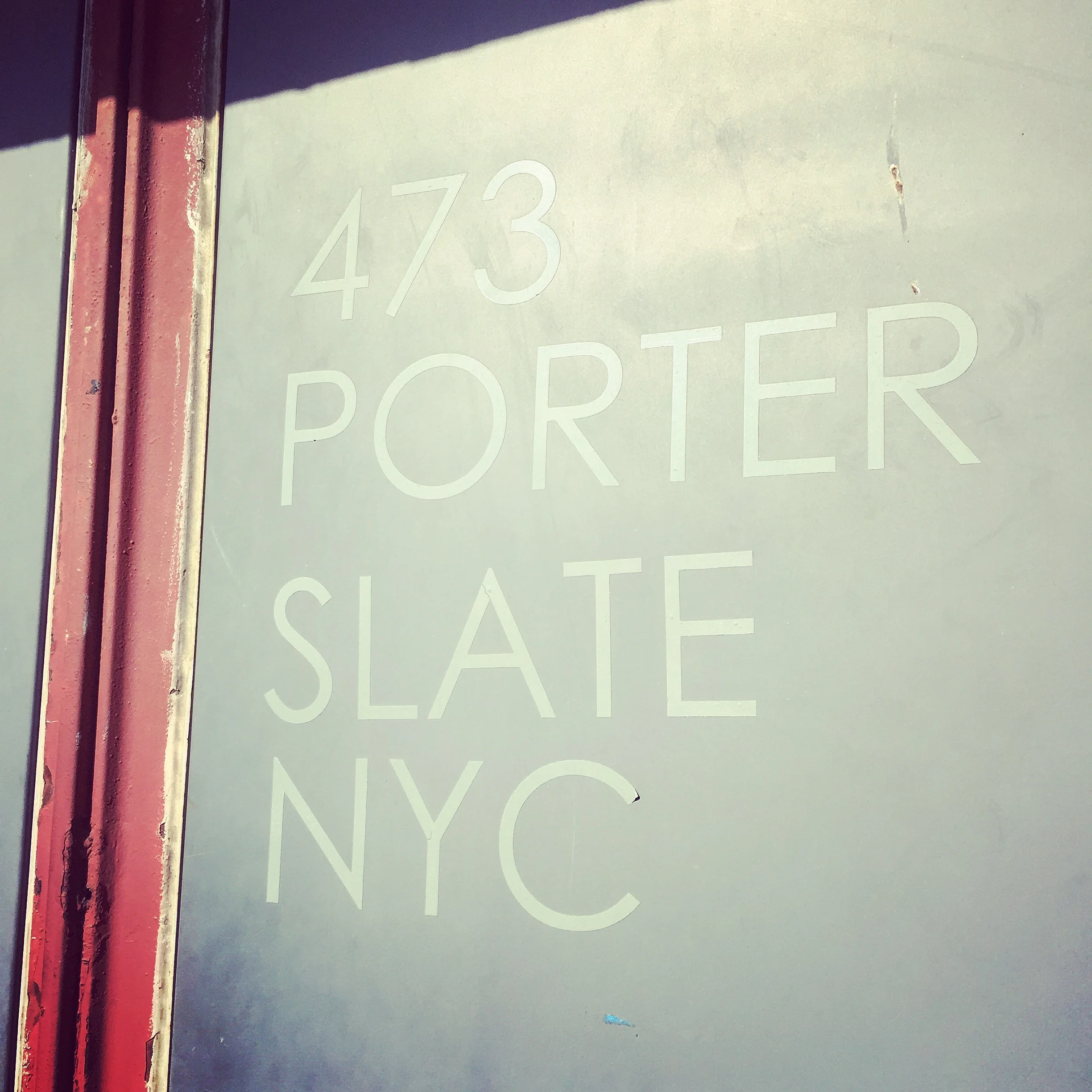 The entrance of Slate's dry cleaning and laundry facility in Greenpoint, Brooklyn.