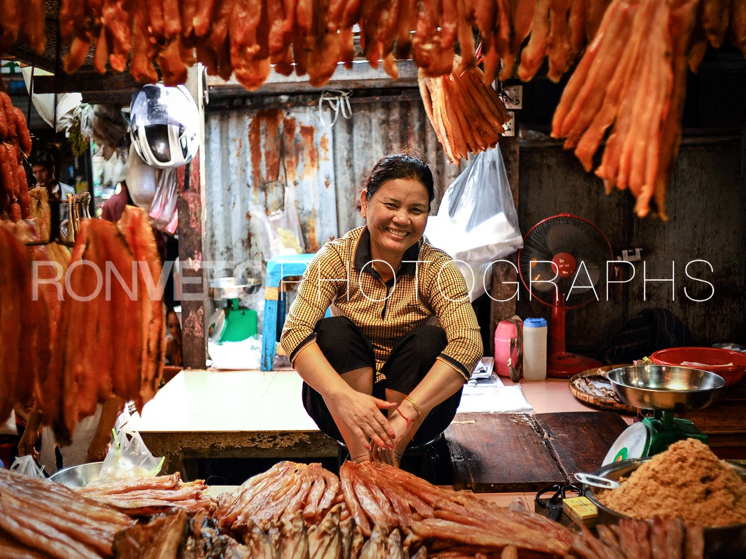 Sausage saleswoman, Mui-Ne, Vietnam