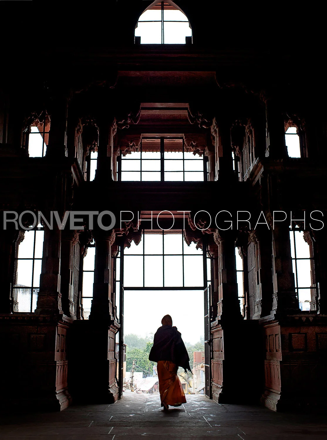 Woman leaving Temple, Vrindavan, India