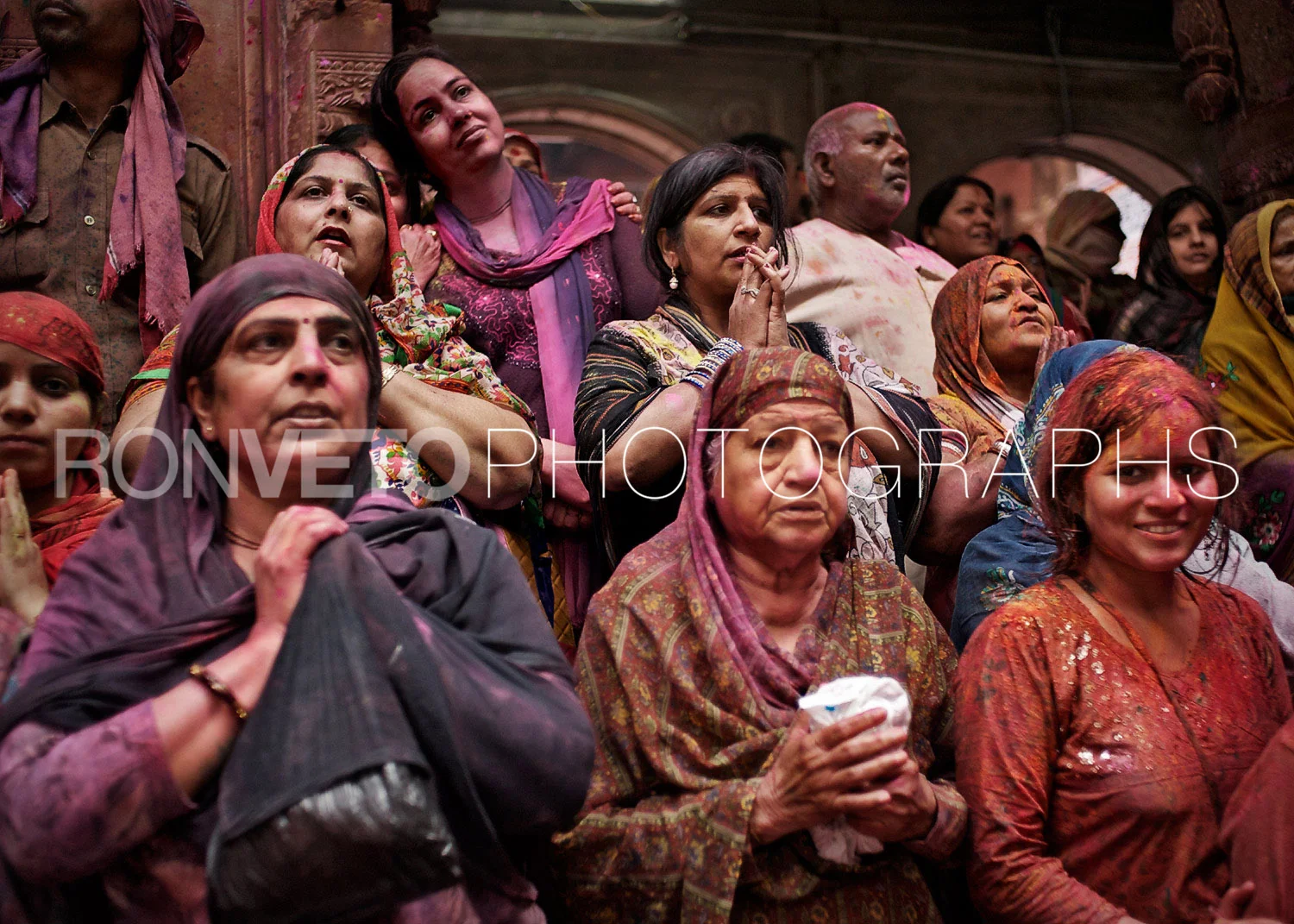 A group of Holi woman, Vrindavan, India