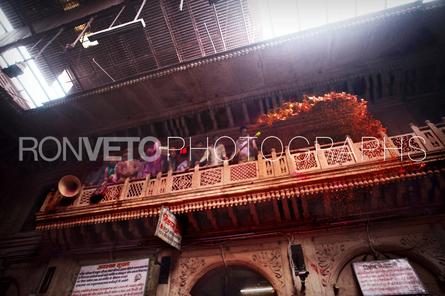 Holi attack from above, Bihari Banke Temple, India