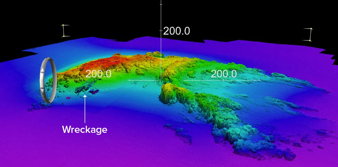 Astrolabe Reef and the location of the wreckage (March 2015].