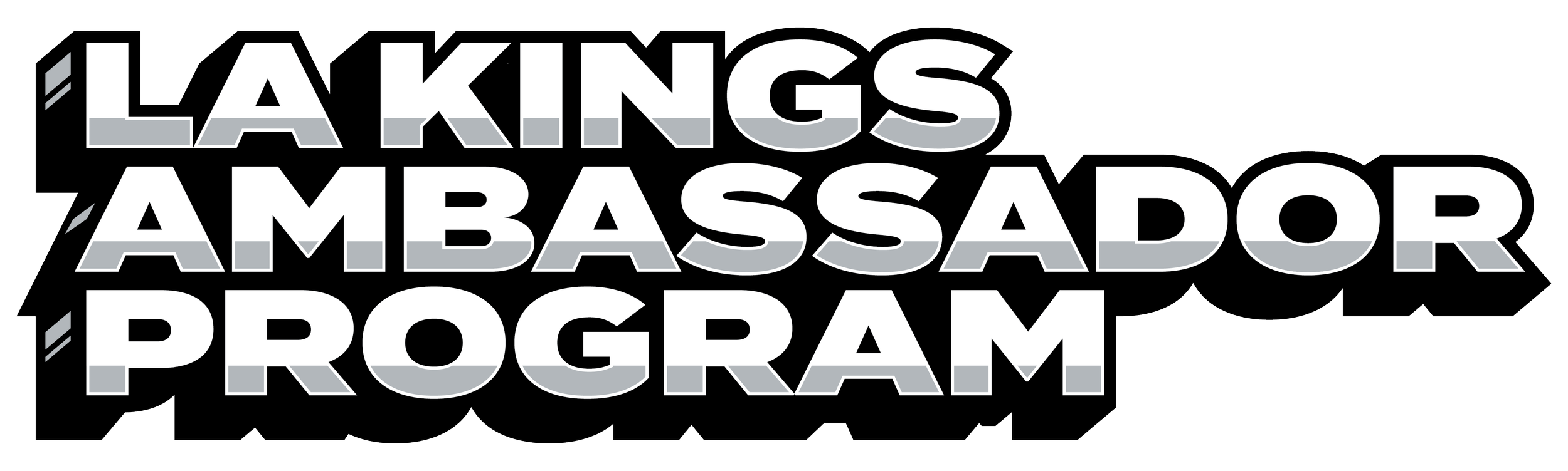 Logo for the Lakings Ambassador Program, with bold black, white, and gray text.