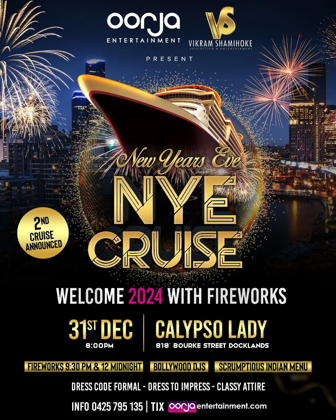 NYE Cruise with Fireworks @Docklands - 2nd Cruise Announced