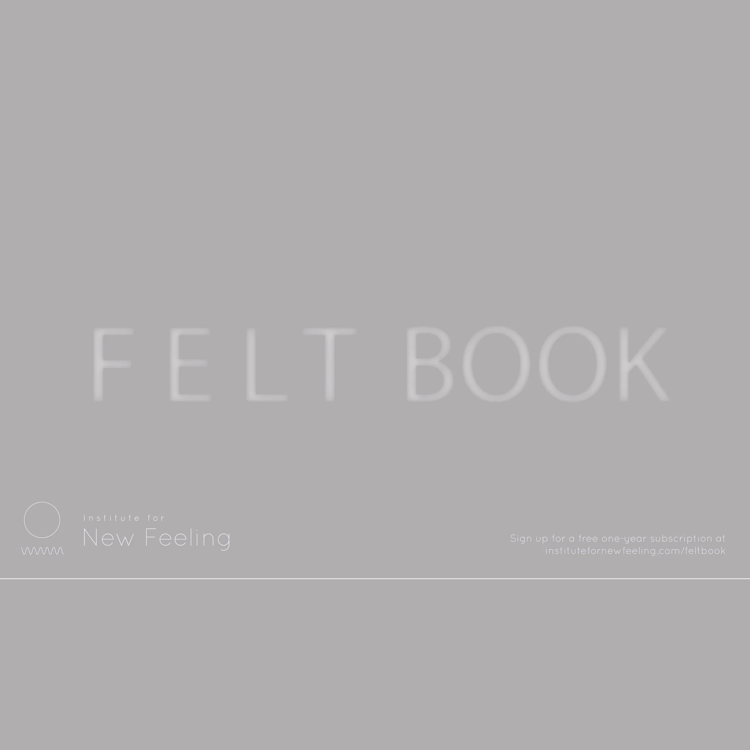 FELT BOOK // Book Launch and Video Screening