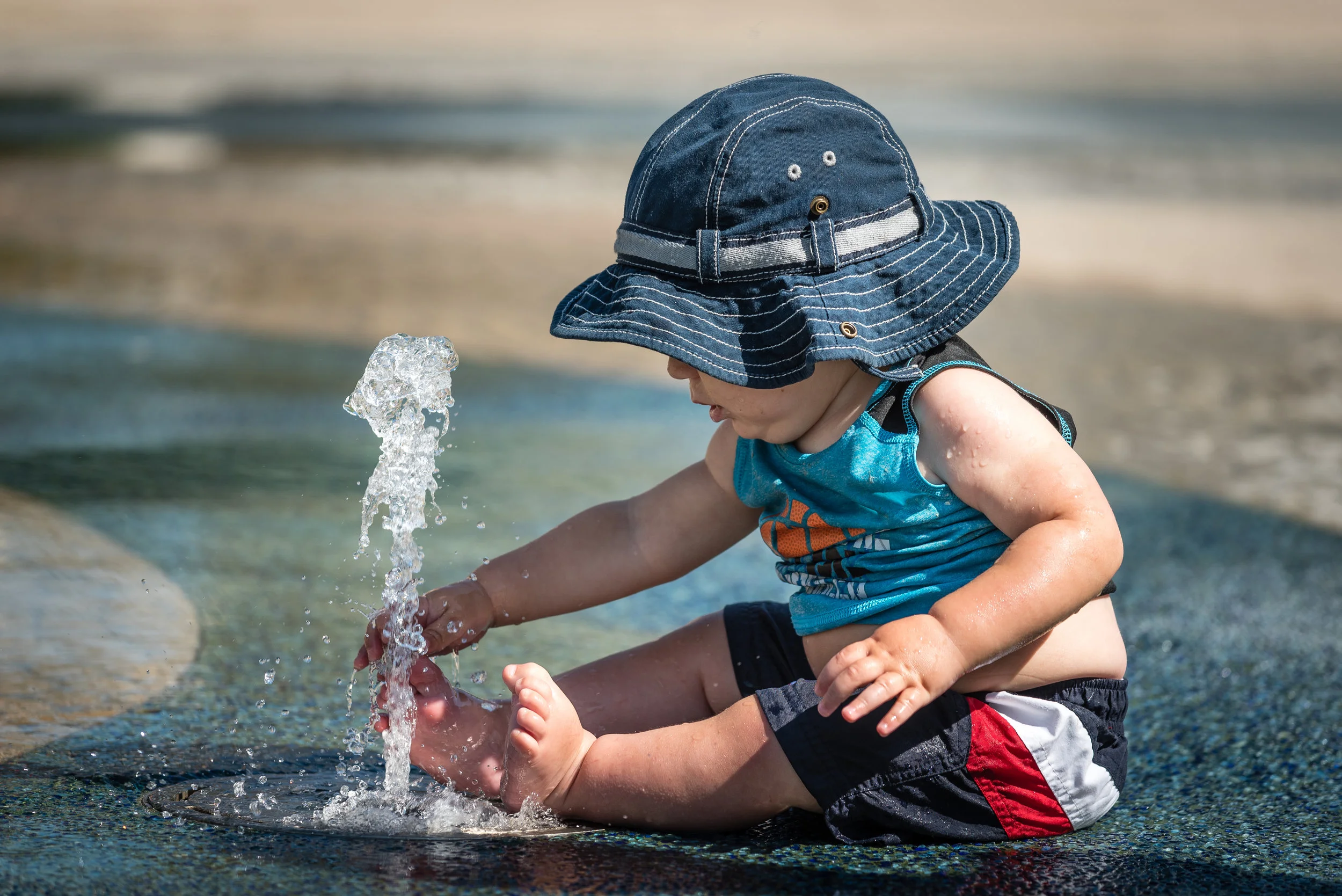 What is more fun than small children at a splash pad! This past summer we made a trip to the local splash pad with four of our grandsons. They played in the water for two hours straight! Carson was fascinated by the bubbling water that would start and stop unexpectedly. This picture reminds me of the wonder and adventure of life seen through the eyes of a one year old. I never want to stop exploring, learning and growing.