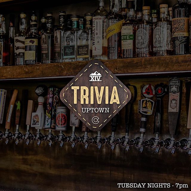 Tuesday Night is now Trivia Night at our Uptown location.  All the action starts at 7pm and we have $2 off all hoppy beers all day long!  Prizes for 1st, 2nd, and 3rd Place
.
.
.
#tapfourteen #tap14 #uptown #coloradowhiskey #whiskey #beergarden #craf