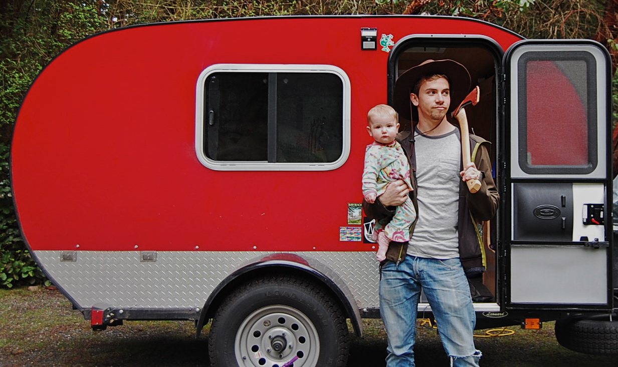 Papa loves to use his axe as a photo prop - no baby-holding-wood-chopping was done. 
