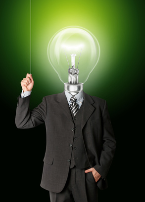 business man turn on hith bulb head