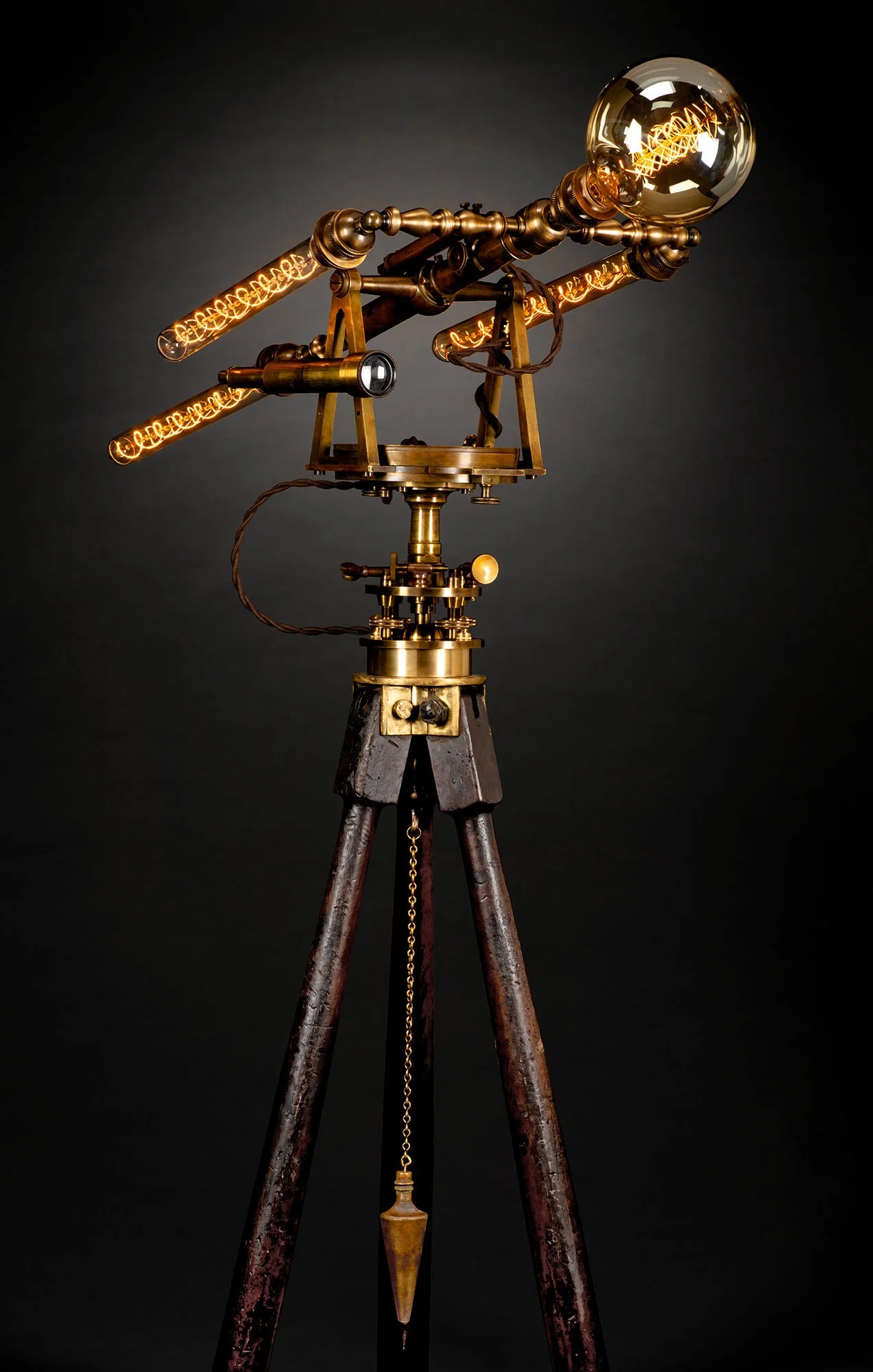 Civil War Era Theodolite Light Fixture with Secondary Scope Addition