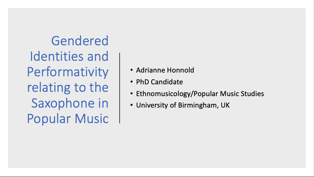 Gendered Identities and Performativity relating to the Saxophone in Popular Music