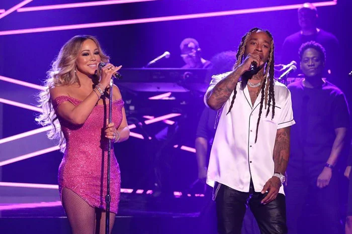 Carey and Ty Dolla Sign perform “The Distance” on The Tonight Show with Jimmy Fallon in November 2018. In the mid-1990s Carey pioneered the R&B and hop-hop fusion that persists today.
