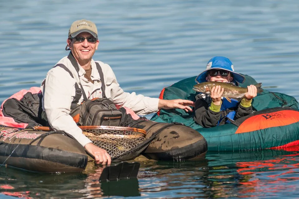 Jack shows off a nice rainbow caught at the Three Rivers Ranch in Eagle, Idaho, during the annual Idaho 2 Fly Derby, which supports men with cancer.