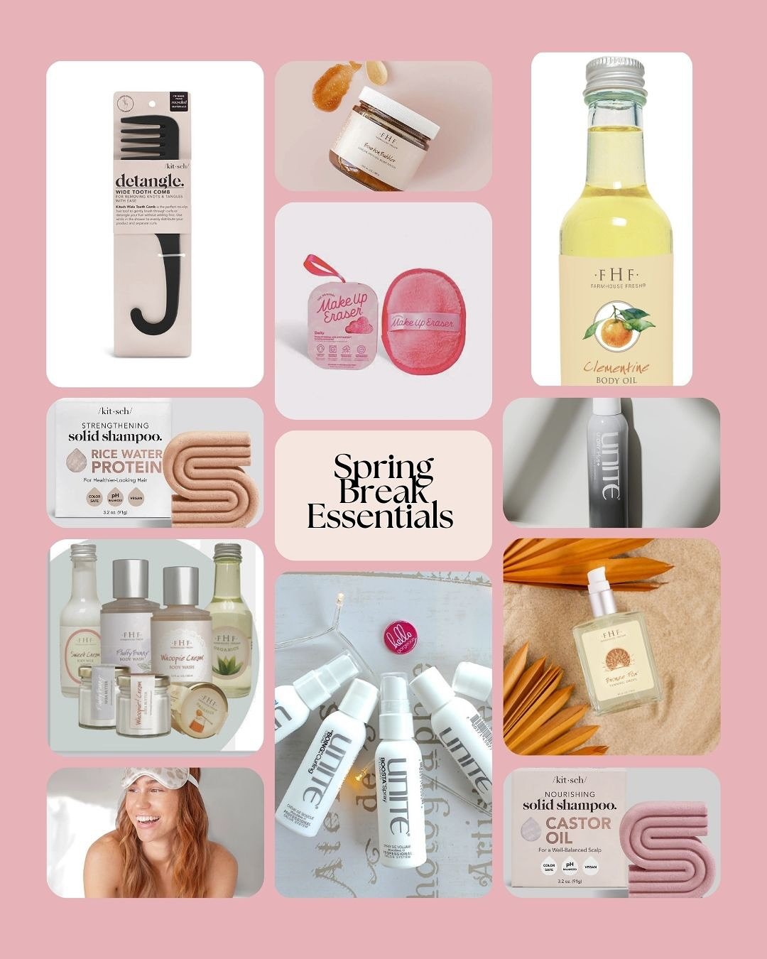 Spring Break Essentials
Prep for your Spring Break adventure with Elevate Essentials. Pre-vaca protocol includes a body scrub and sunless tanner. Hair and body minis, poolside detangling brushes, and mini Makeup Erasers are perfect for your travel ki