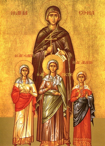 Martyr Sophia and her daughters; Faith, Hope and Agape (Love)