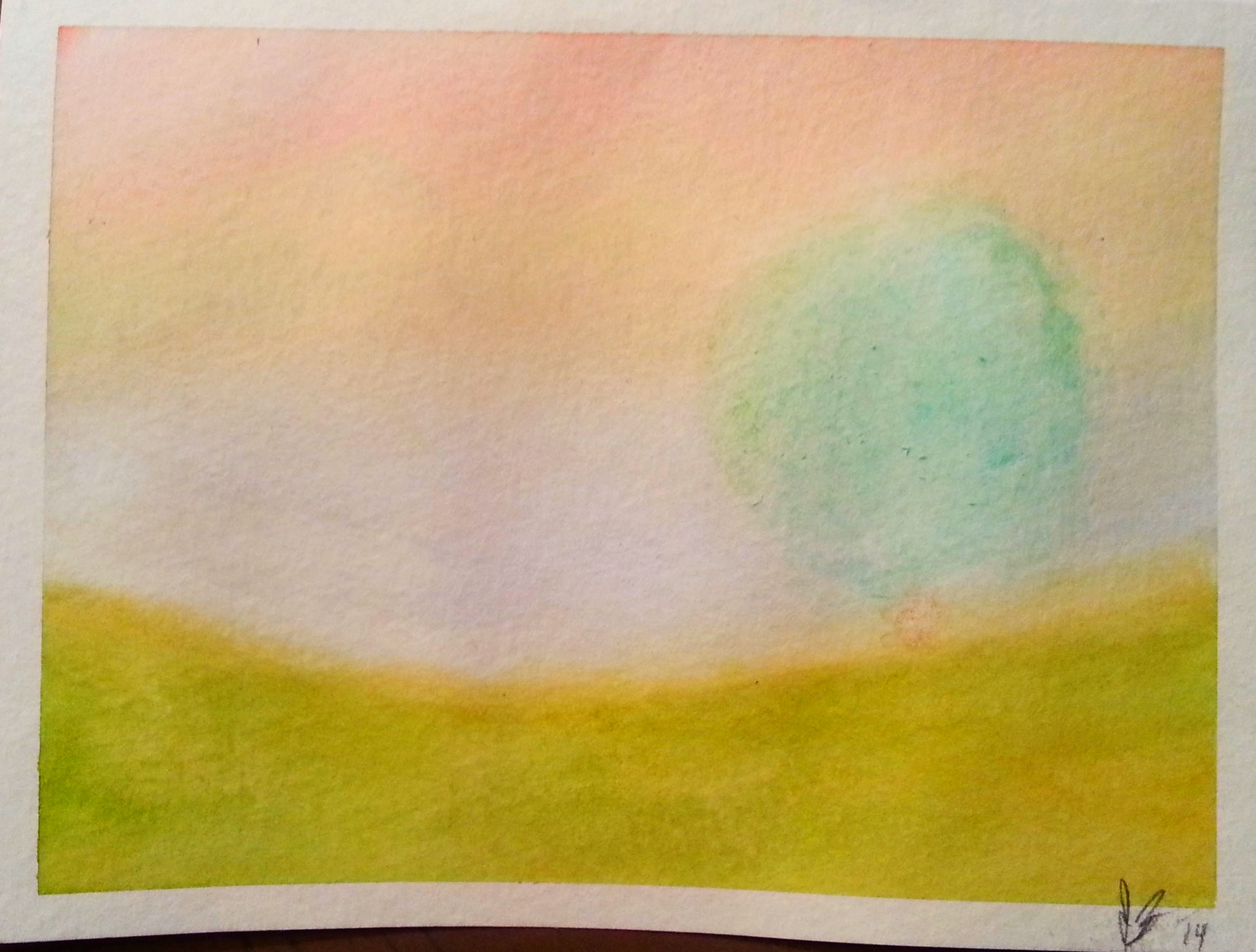 March, 2014 I originally intended for this to be a tree, but now I think it's actually a hot air balloon, as seen by someone with really bad eyesight.