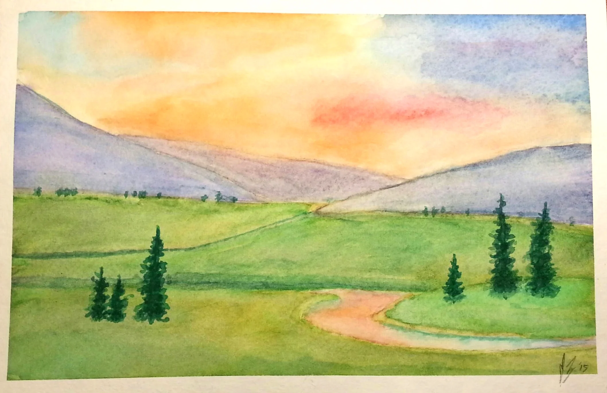December, 2015 I was really happy with how this turned out. Except I forgot to add shadows to the trees. It was a gift for my sister. Idea came from here .