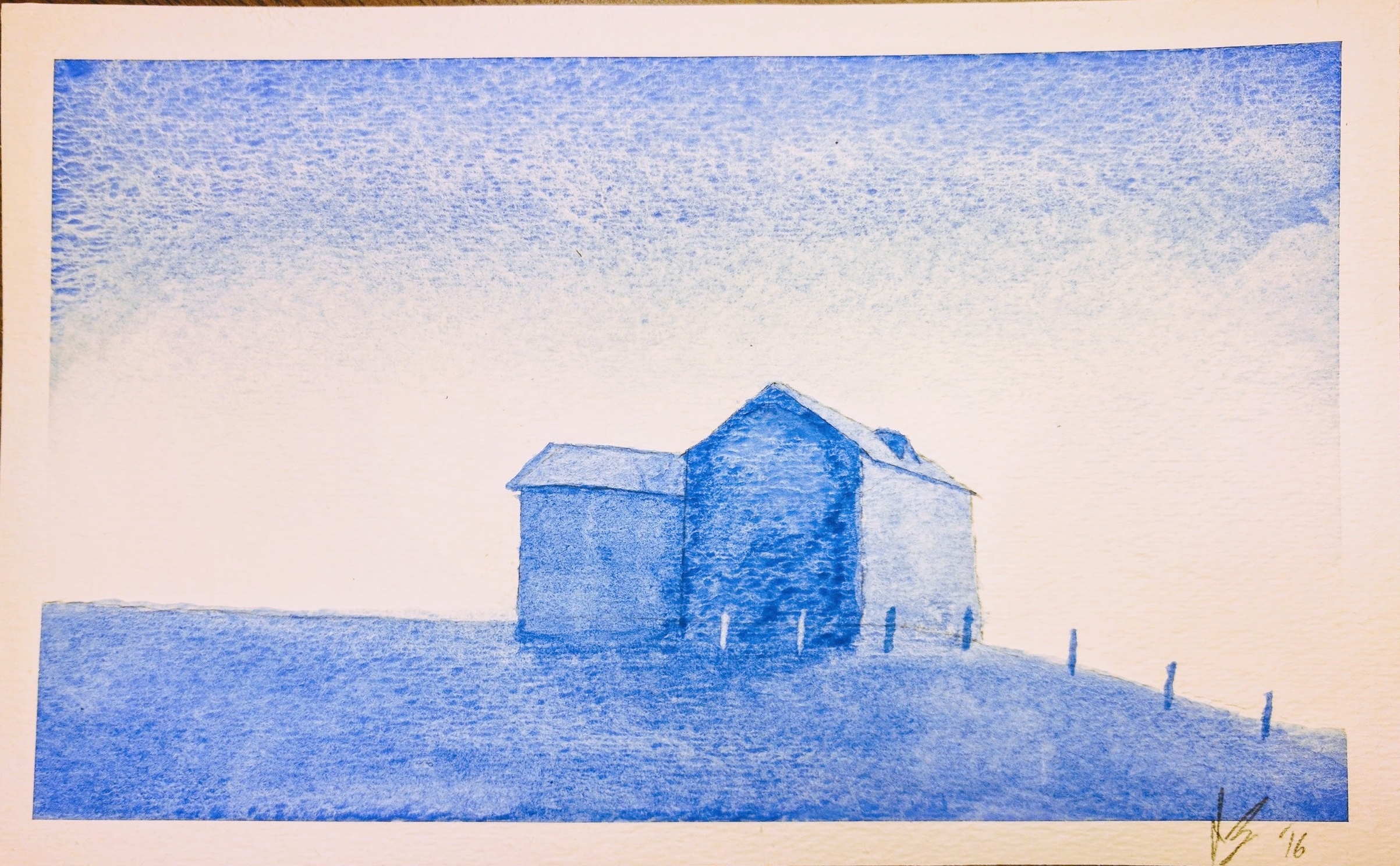  December, 2016  My attempt at replicating a painting of a barn in a watercolor tutorial book. &nbsp;Pretty pleased with this one, although I wish the front face of the barn was a little more uniform in color. 