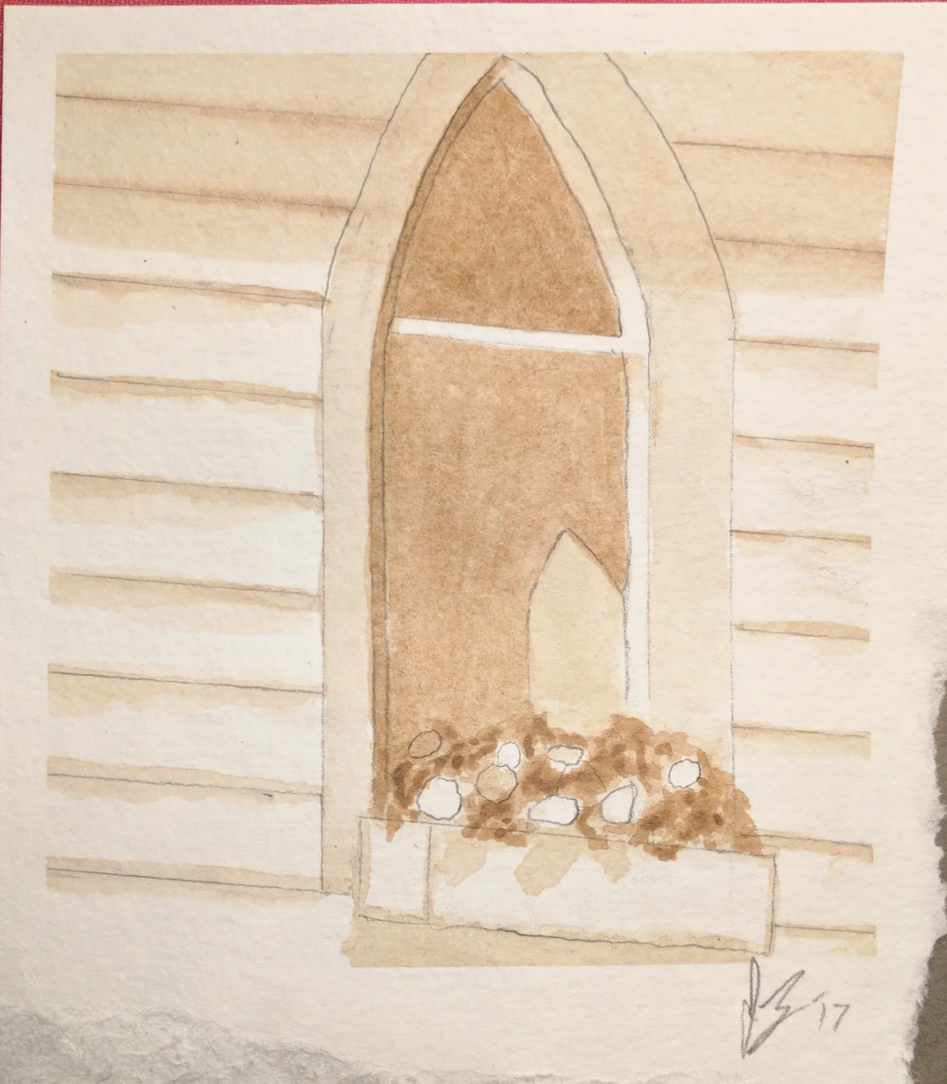 March, 2017 I was actually super pleased with how this recreation of a painting in a watercolor tutorial turned out. The tutorial emphasized the effects you can achieve with just a single color by varying the tone.