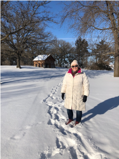 Alicia hiking at Oakwood State Park, near Brookings, where her family had a summer cabin. On this recent day it was negative four degrees.