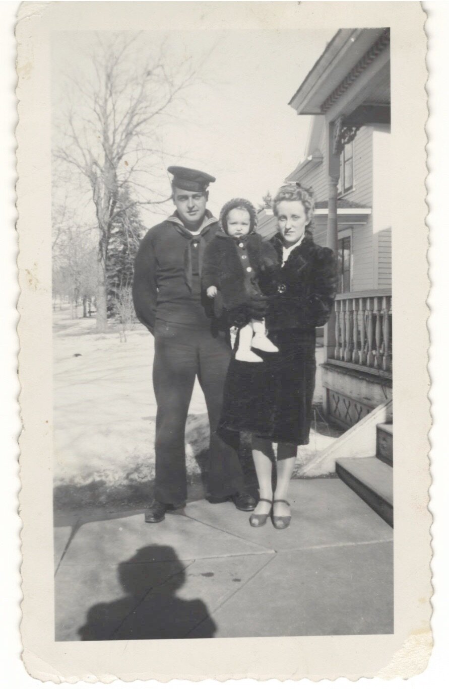 Marion and Orcella Ellis with daughter Patricia on the day that Marion returned to Minneapolis..