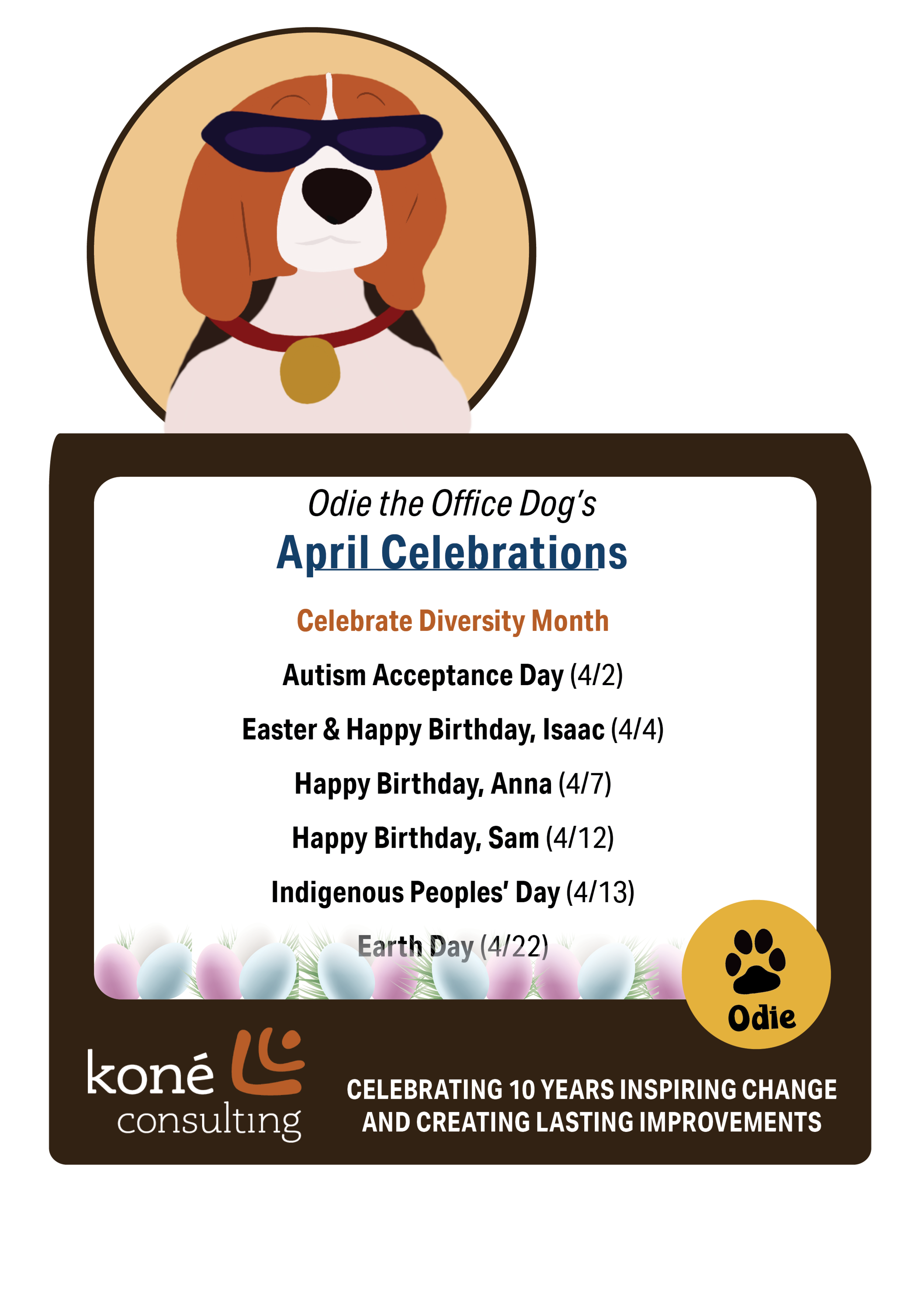 Odie the Office Dog's April Celebrations