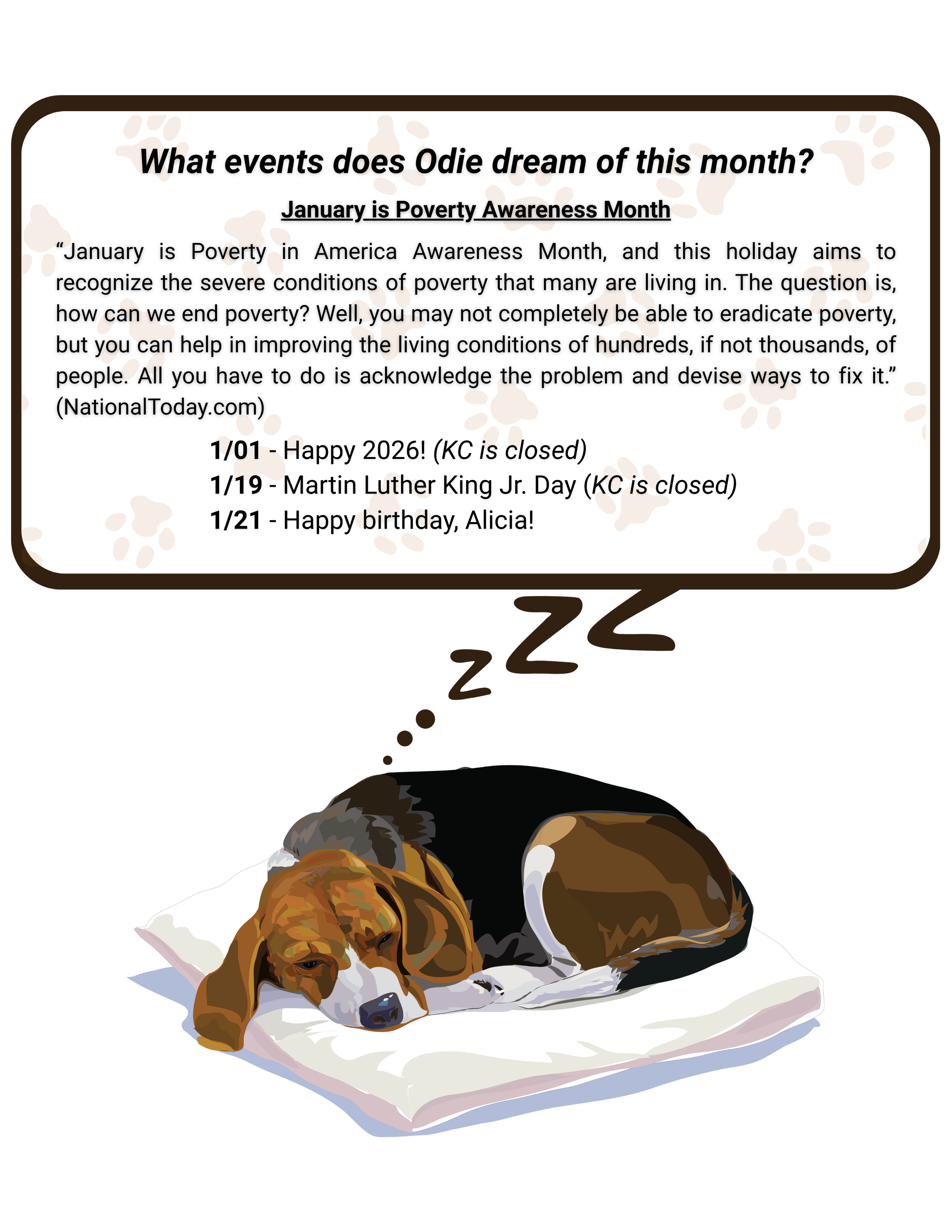 Odie's January Celebrations