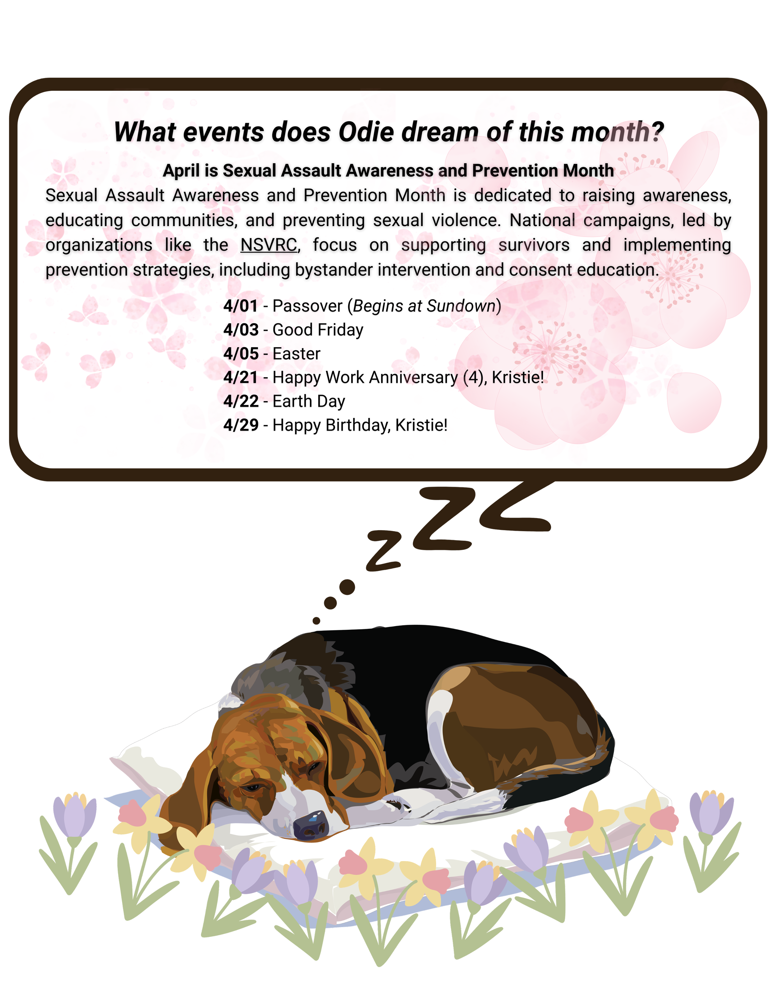 Odie's April Announcements