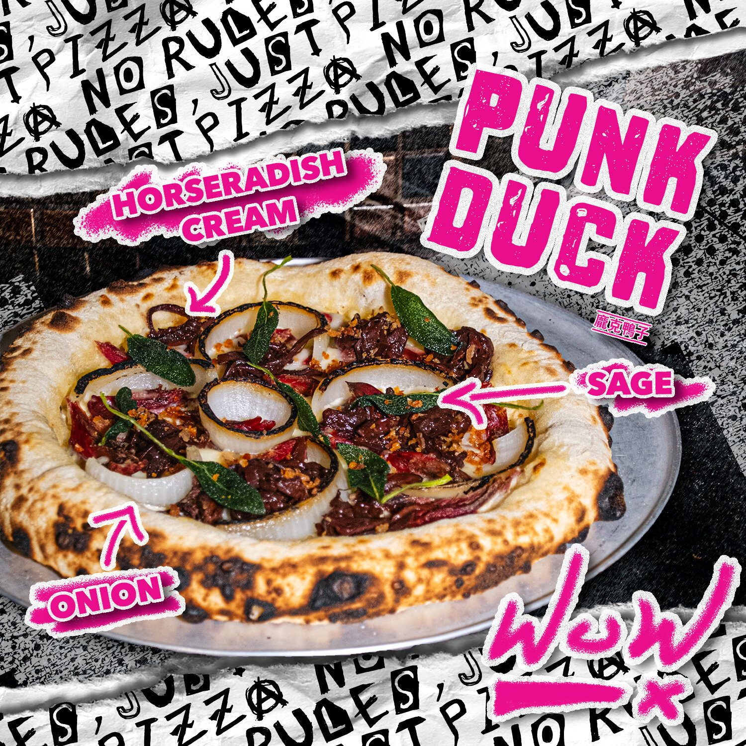 𝗣𝗨𝗡𝗞 𝗗𝗨𝗖𝗞
⚡ Horseradish Cream, Onion, Sage

Delivery and Random Pop-up Only.
Order at Foodpanda: https://www.foodpanda.hk/restaurant/ofaz/pizza-punk
.
.
.
.
.
#pizza #sourdough  #pizzalover #50toppizza #punk #punkrock #hkfood #hkfoodie #hkfoo
