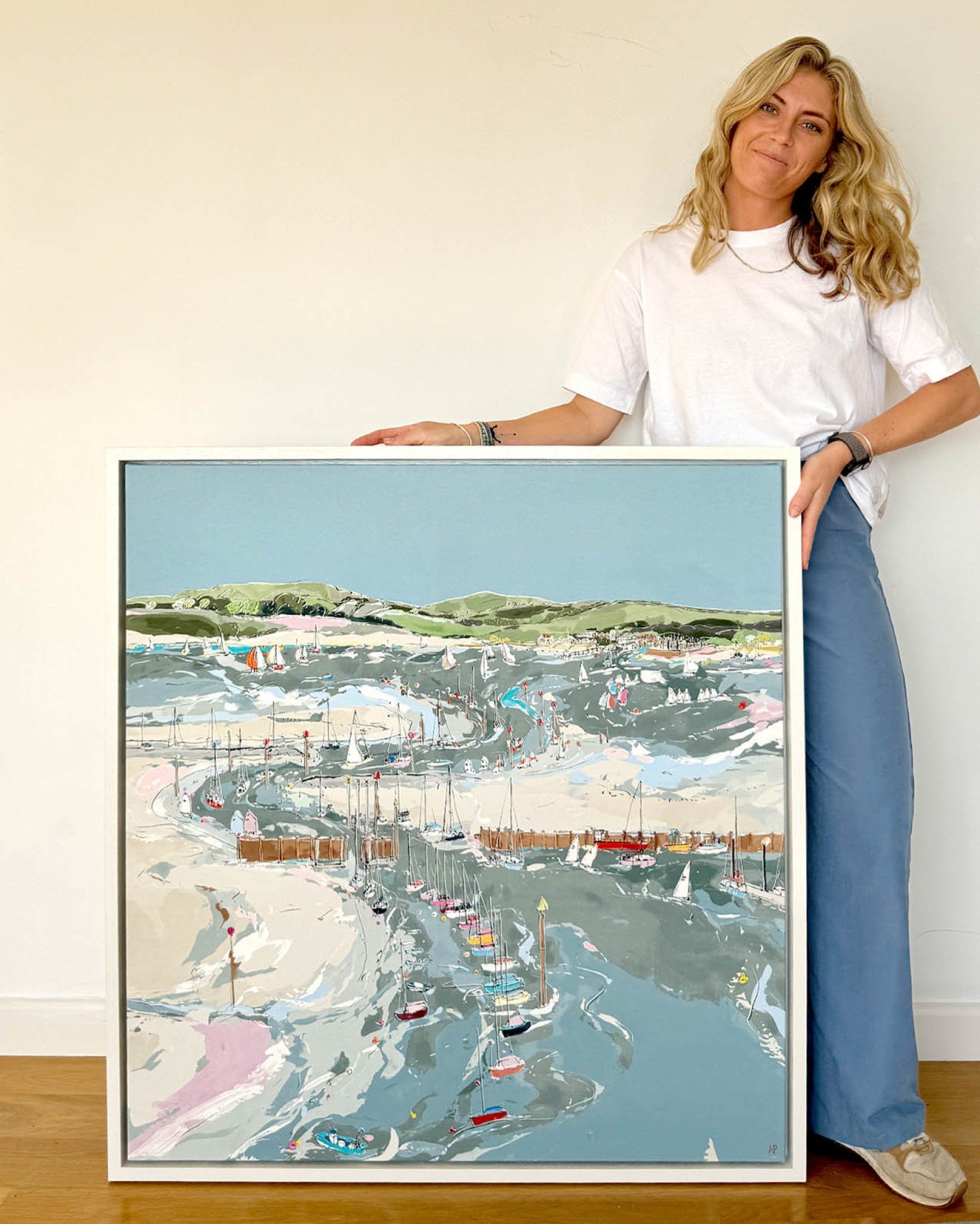 'Following Lymington Channel' painted and screen print variable edition 2 of 3 (100 x 102cm) currently available in @riversidegallerybarnes . 🖼️

I got so consumed by this harbour scene wanting it include all the goings on that happens on a weekend 