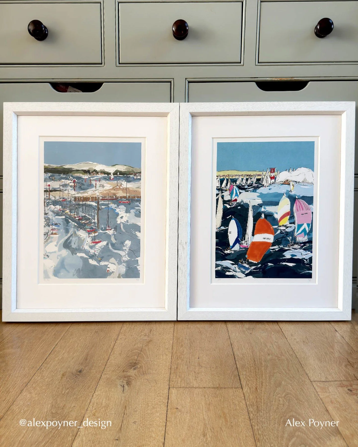 Packaging up this lovely pair of prints today 🤍 Both capture the calm and beauty of the coast &ndash; one looking out from the harbour, the other looking back in. I love how their horizons meet and how naturally they complement each other. 🌊

These