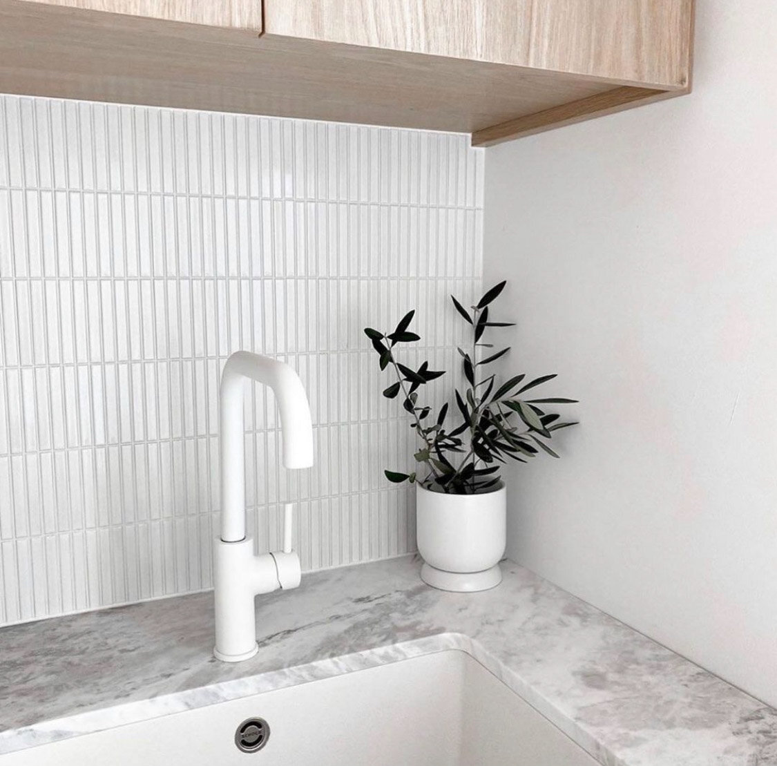 White grout with white mosaics