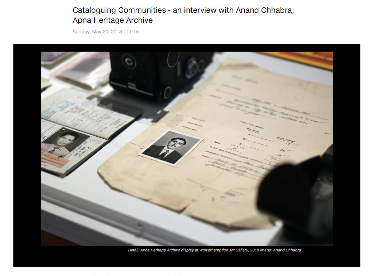 An interview about the Apna Heritage Archive is featured on the members blog.