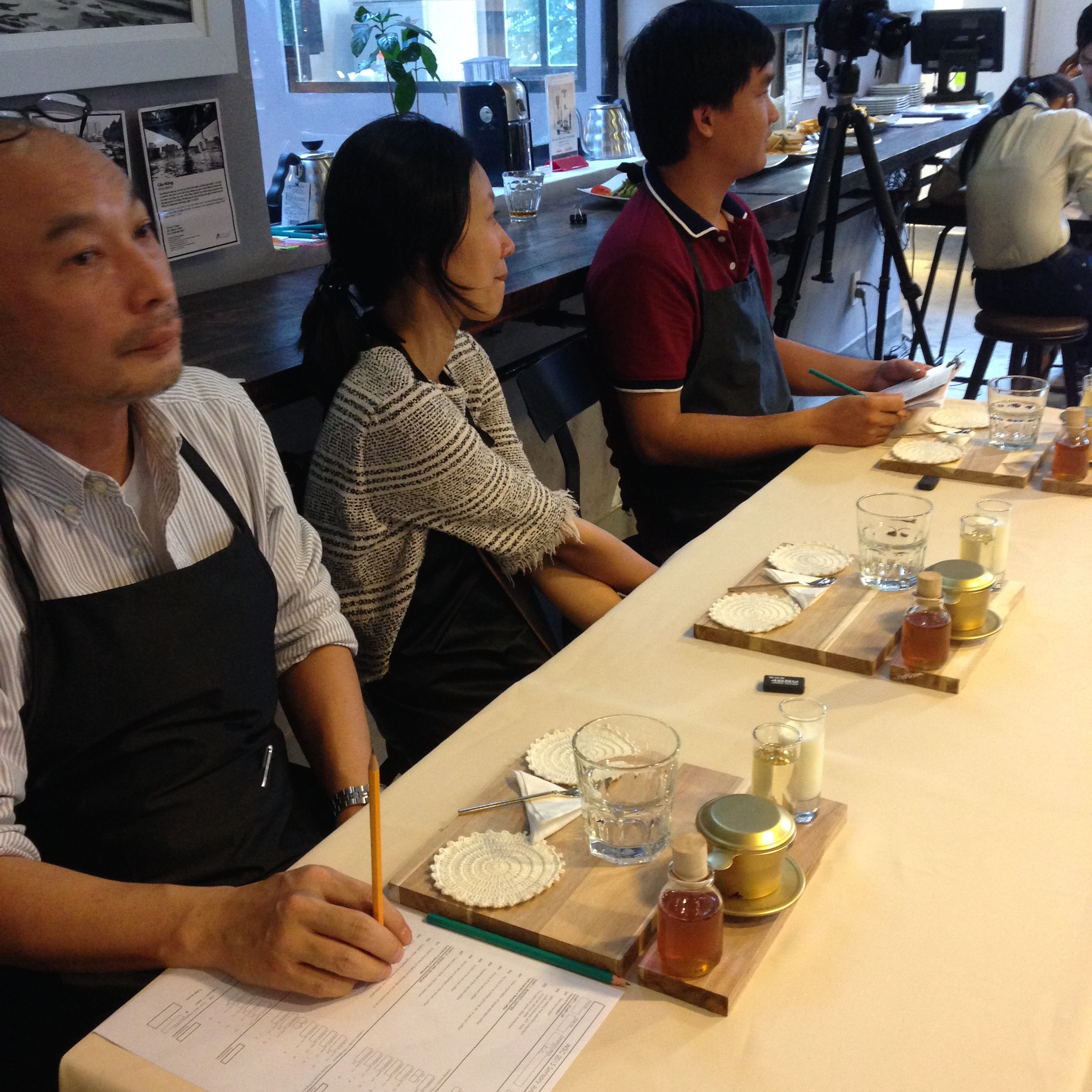 Sensory Judges (Baba, Tiep, and Chau) are ready for the next competitor