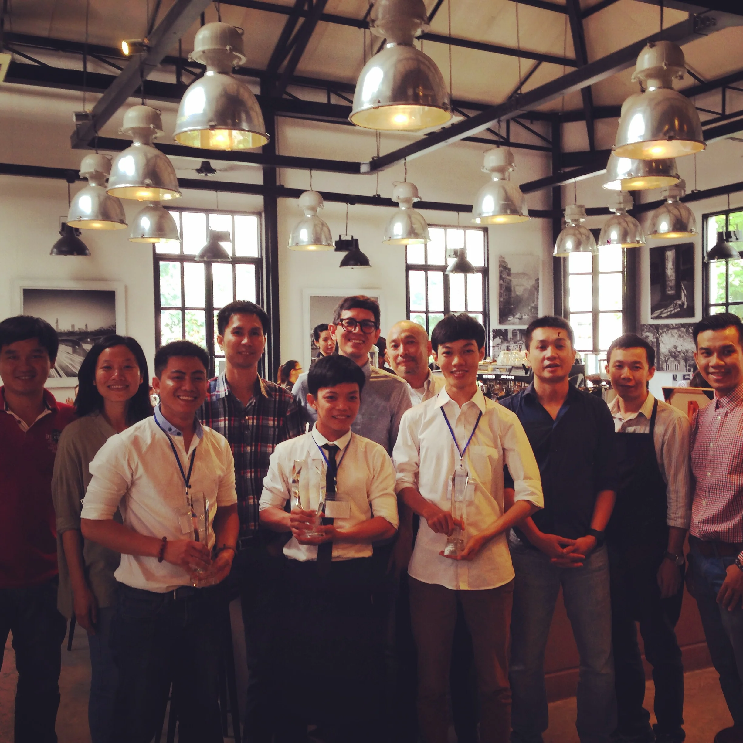 The top three with the judges. Specialty coffee's future in Vietnam looks bright and smiley!