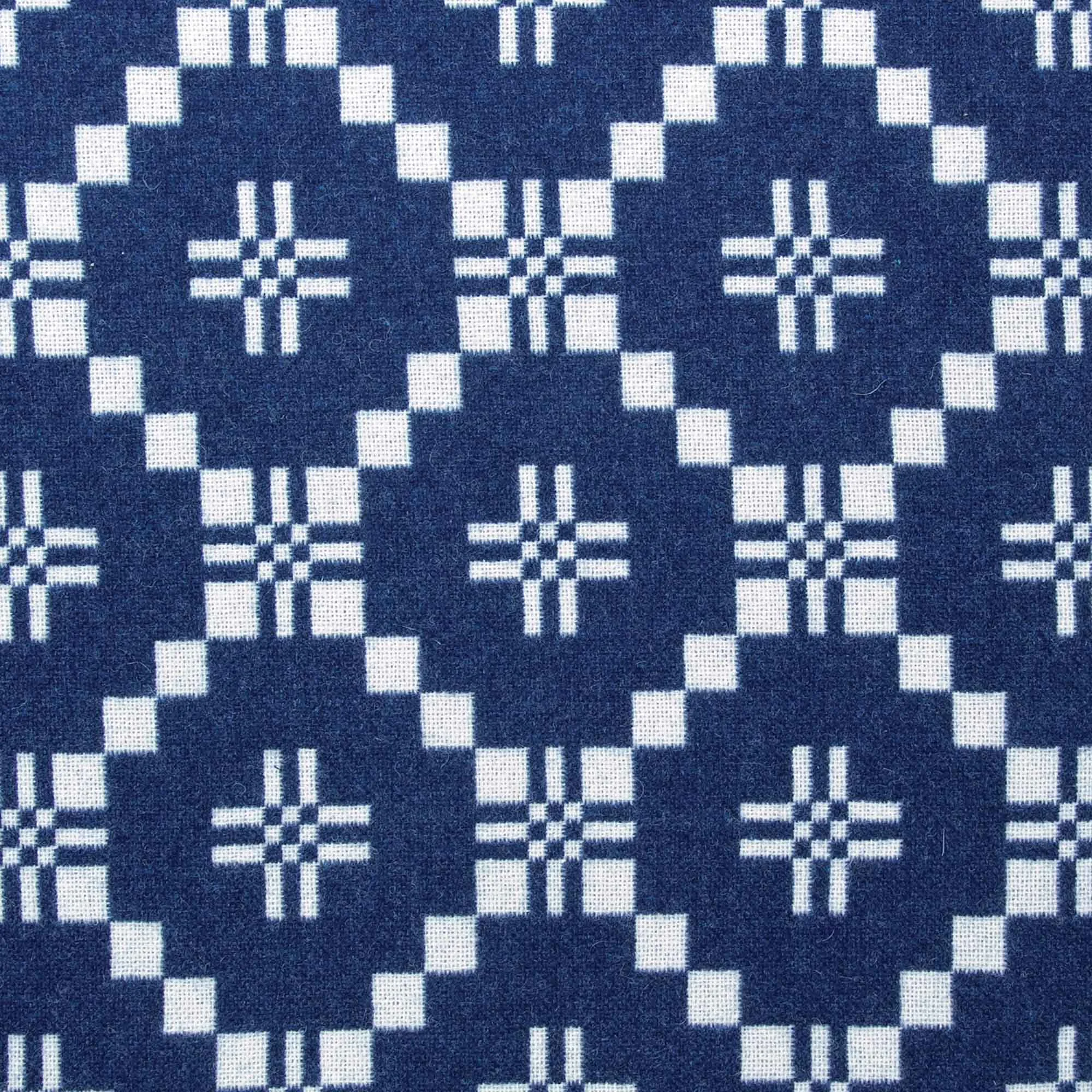 Melin Tregwynt Cushion Welsh Wool- St Davids Cross Indigo Detail
