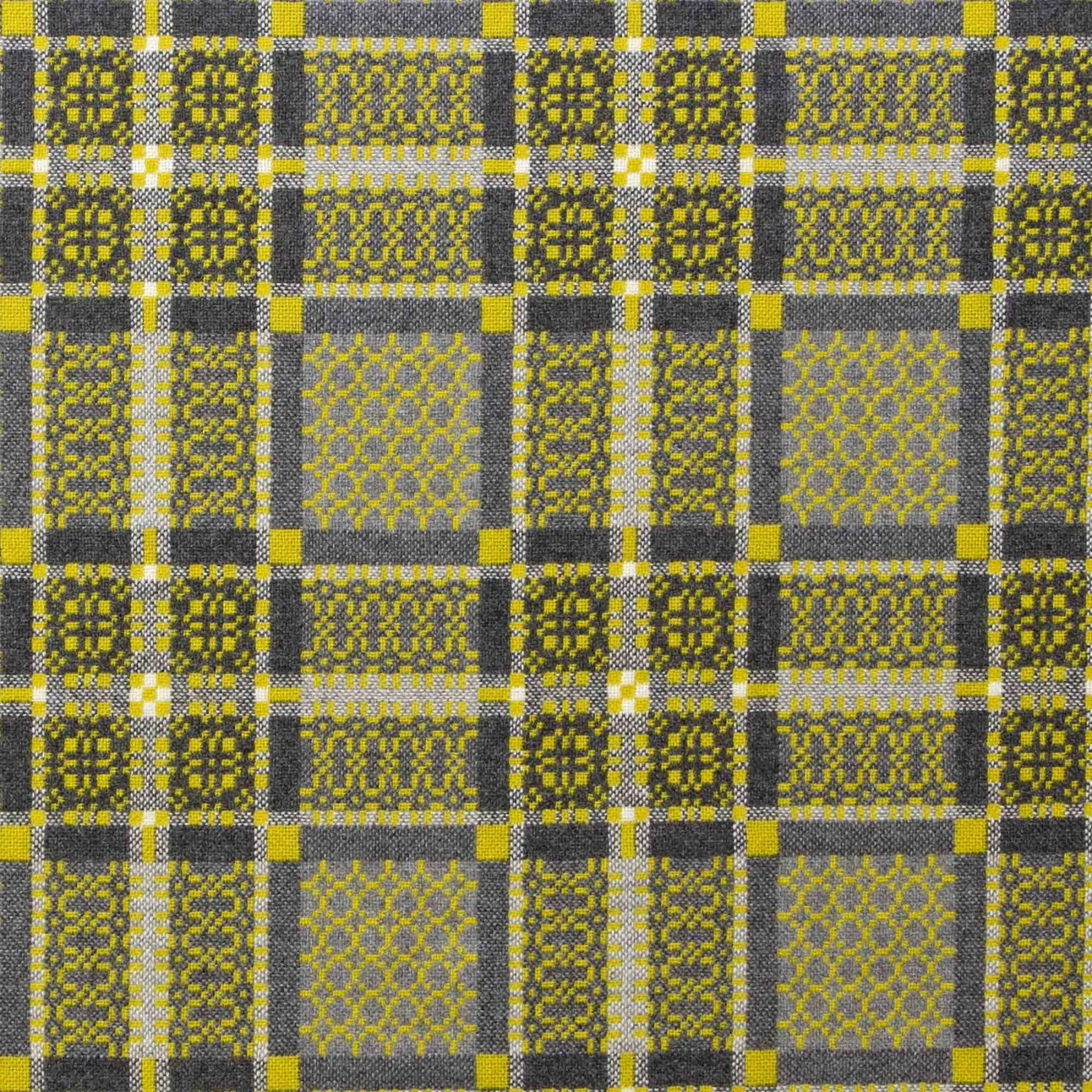 Melin Tregwynt Blanket Welsh Wool Throw- Knot Garden Gorse Mustard Reverse