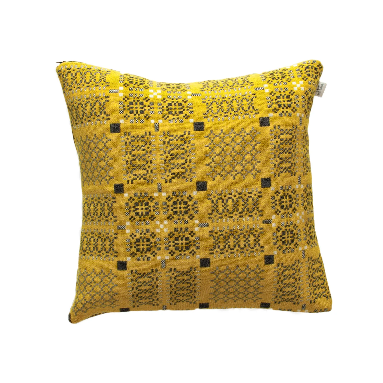 Melin Tregwynt Cushion Welsh Wool- Knot Garden Gorse Mustard