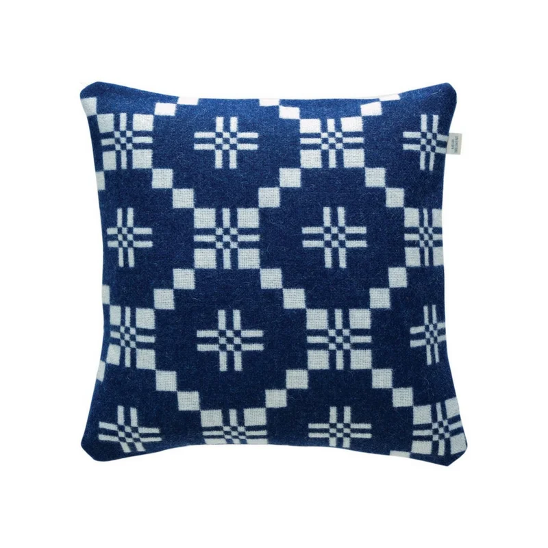 Melin Tregwynt Cushion Welsh Wool- St Davids Cross Indigo