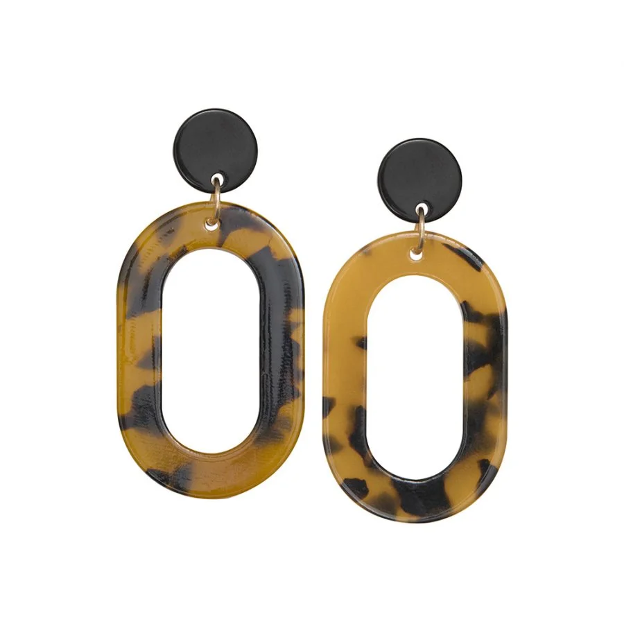 Tortoiseshell Large Oval Earrings- Resin