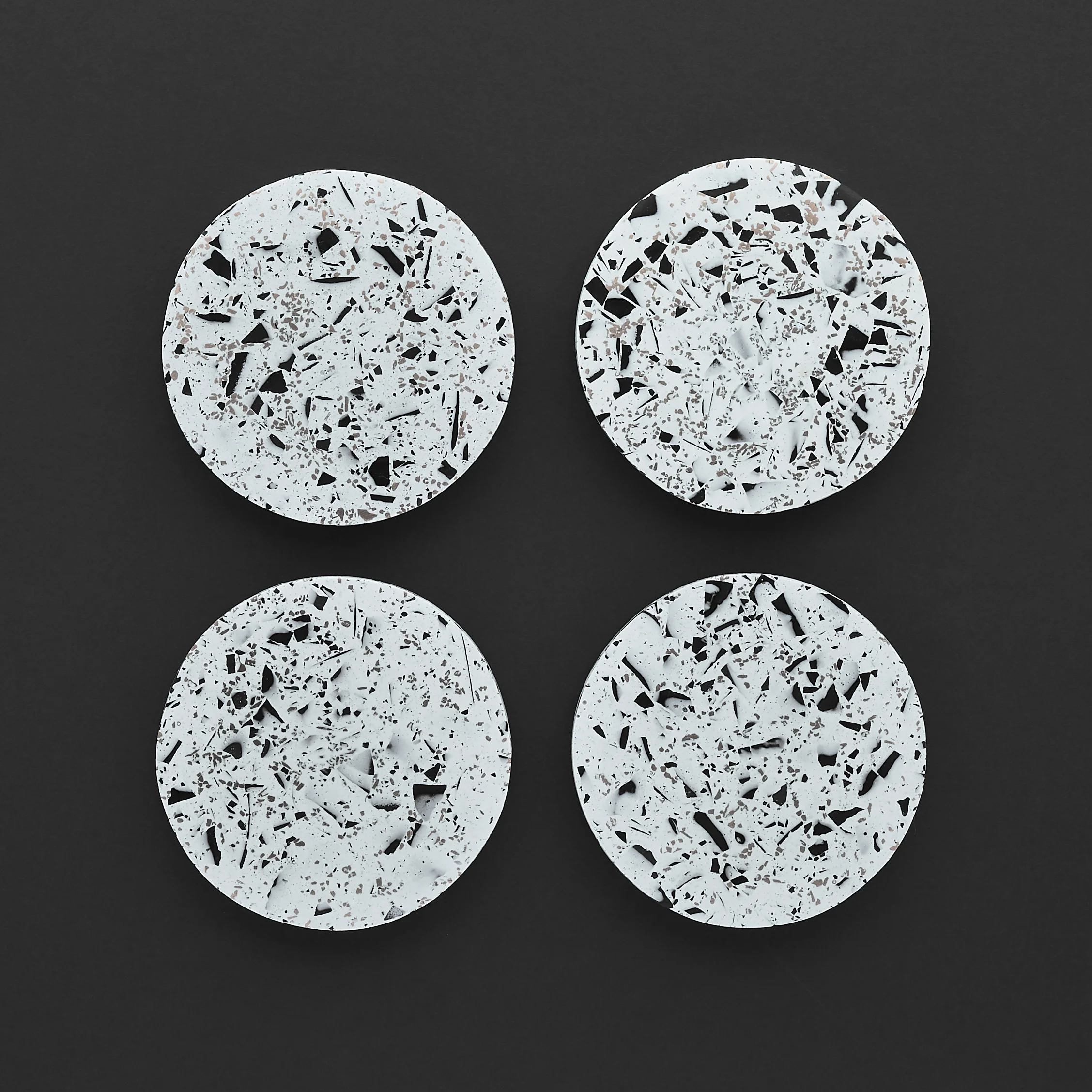 Jesmonite Terrazzo Coaster- Classic Monochrome and Copper Set